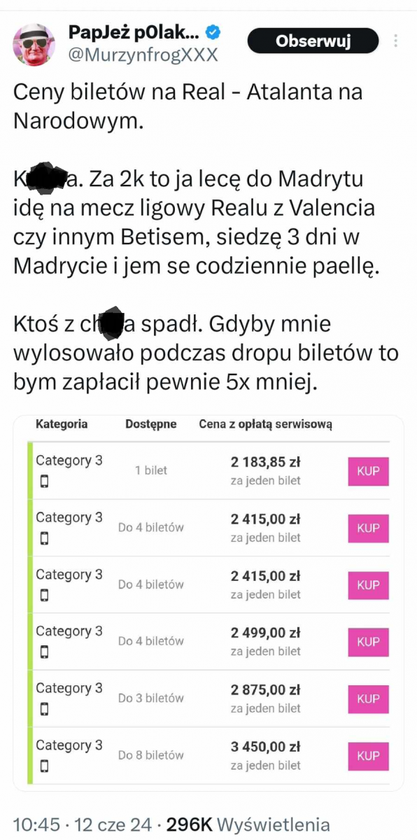 Kosmiczne CENY biletów na Superpuchar Real - Atalanta w Warszawie XD